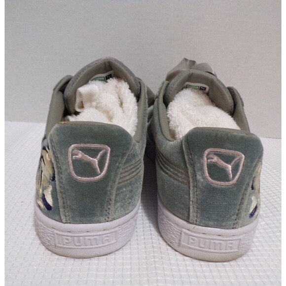 Puma Basket Heart Hyper Embroidery Gray Embroidery w/Flowers Ribbon Lace Sz 8.5 - Picture 5 of 6